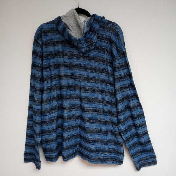LUCKY BRAND MENS BAJA STRIPE HOODIE 100 % COTTON BIG TALL MAN SIZE XXL BLUE NWT - Picture 2 of 8